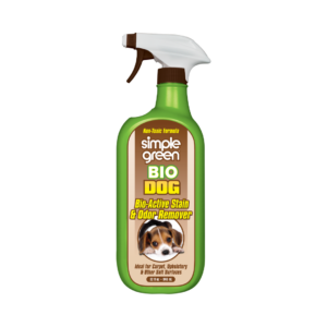 El quitamanchas y olores para perros Simple Green Bio utiliza poderosas enzimas naturales para eliminar la suciedad y el olor de la orina, las heces, el vómito, las marcas de olor y la suciedad. Úselo en una variedad de superficies como alfombras, tapetes, ropa de cama para mascotas, tapicería, cajas, pisos y ropa.